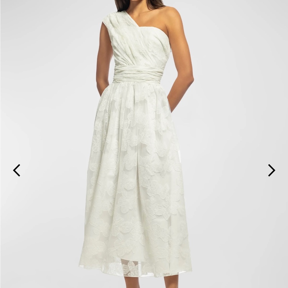 Shoshanna Marinique Floral-Embroidered Asymmetric Midi-Dress